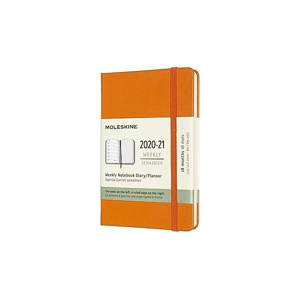 Moleskine 18 Monate Wochen Notizkalender 2020/2021 Pocket/A6, Kadmium Orange