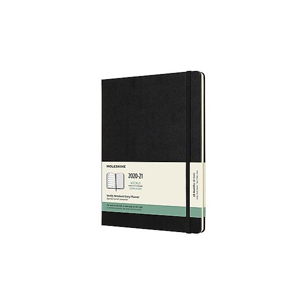 Moleskine 18 Monate Wochen Notizkalender 2020/2021 Extra Large, Schwarz