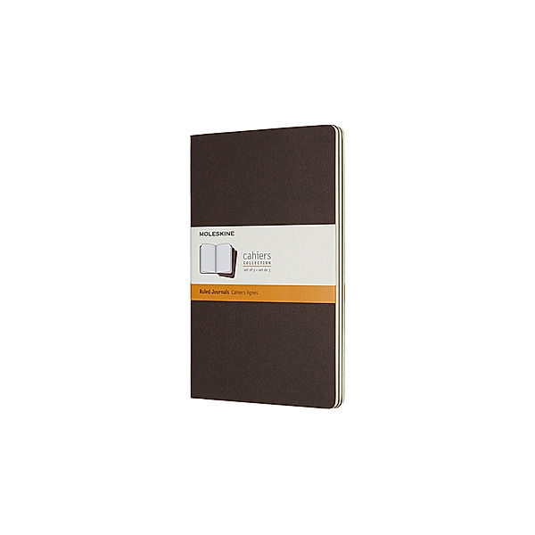 Moleskine Cahier Large/A5, 3er Set, Liniert, Kartoneinband, Kaffeebraun