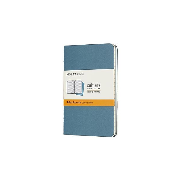 Moleskine Cahier Notizhefte Liniert, Pocket, A6, Kartoneinband, 3er Set, Lebhaftes Blau, Moleskine