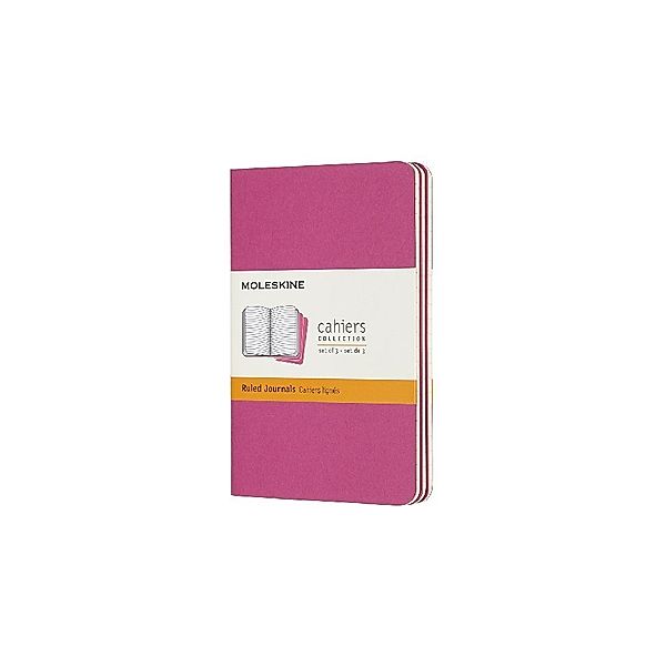 Moleskine Cahier Notizhefte Liniert, Pocket, A6, Kartoneinband, 3er Set, Kinetisches Pink, Moleskine