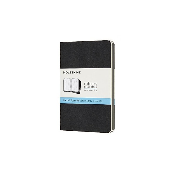 Moleskine Cahier Pocket/A6, 3er Set, Punktraster, Kartoneinband, Schwarz