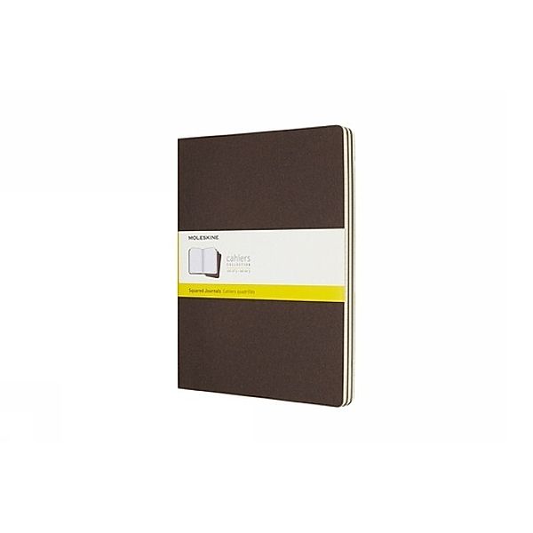 Moleskine Cahier Xlarge, 3er Set, Kariert, Kartoneinband Kaffeebraun