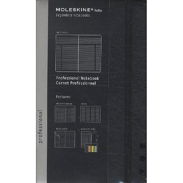 Moleskine folio professional business-notizbuch, liniert, A5, schwarz