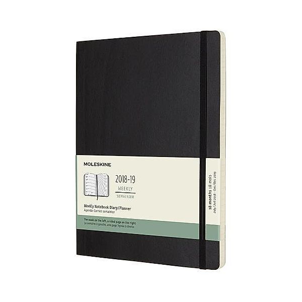 Moleskine Notebook Black Extra Large Weekly 18-month Diary 2018/2019 Soft, Moleskine