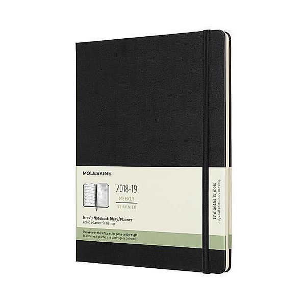 Moleskine Notebook Black Extra Large Weekly 18-month Diary 2018/2019 Hard, Moleskine