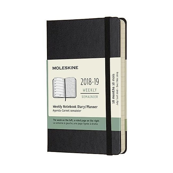 Moleskine Notebook Black Pocket Weekly 18-month Diary 2018/2019 Hard, Moleskine