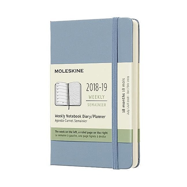 Moleskine Notebook Cinder Blue Pocket Weekly 18-month Diary2 018/2019 Hard, Moleskine