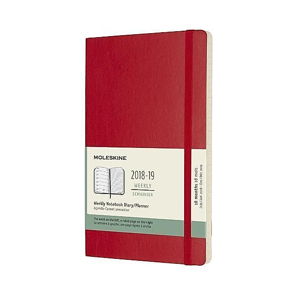 Moleskine Notebook Scarlet Red Large Weekly 18-month Diary 2018/2019 Soft, Moleskine