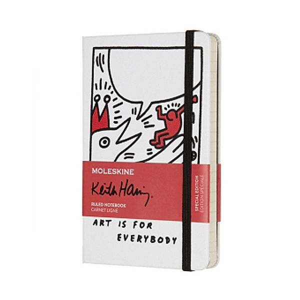 Moleskine Notizbuch - Keith Haring Pocket/A6, Liniert, Hard Cover, Weiß