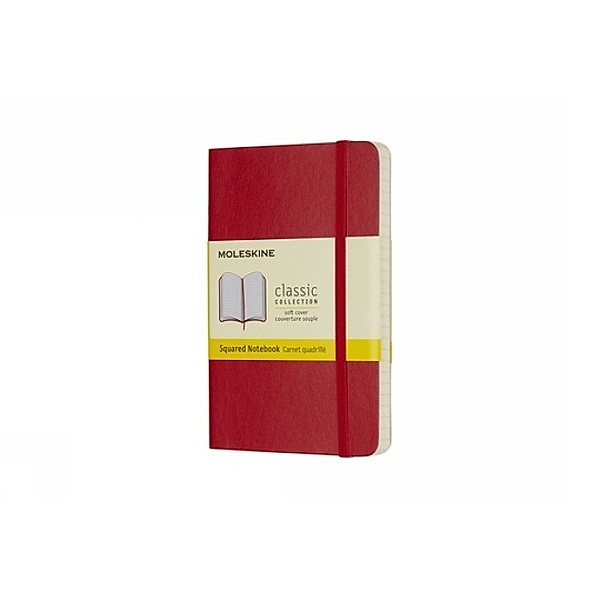 Moleskine Notizbuch Pocket/A6, Kariert, Soft Cover, Scharlachrot