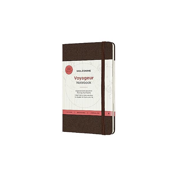 Moleskine Reisenotizbuch Liniert / Kariert / Punktraster, Hard Cover, Kaffeebraun, 11,5X18 cm