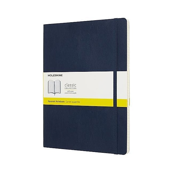 Moleskine Sapphire Blue Notebook Extra Large Squared Soft, Moleskine