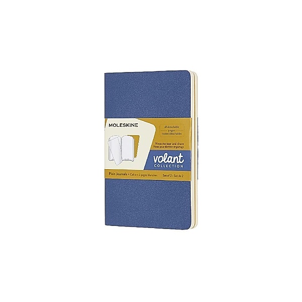 Moleskine Volant Pocket/A6, 2er Set, Blanko, Soft Cover, Vergissmeinnicht Blau, Bernsteingelb