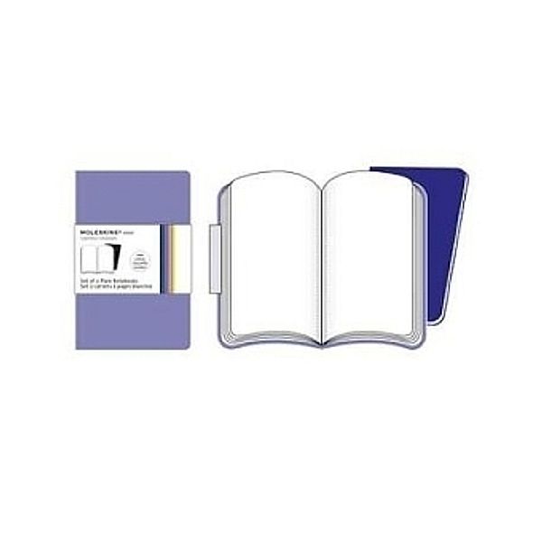 Moleskine Volant, Pocket Size, Plain Notebook, purple, 2er-Set