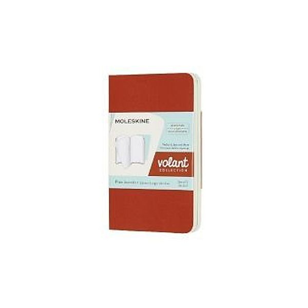 Moleskine Volant XS, 2er Set, Blanko, Soft Cover, Korallrot, Aquamarinblau