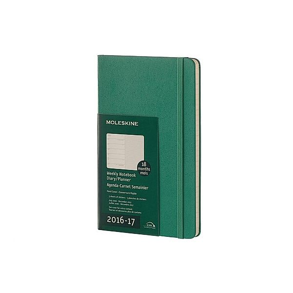 Moleskine Wochen Notizkalender L/A5, Hard Cover, Malachit-Grün 2016/2017, Moleskine