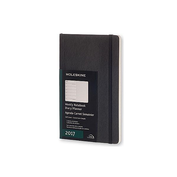 Moleskine Wochen Notizkalender L/A5, Soft Cover, Schwarz 2017, Moleskine