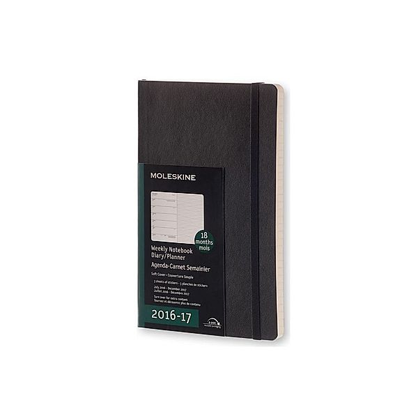 Moleskine Wochen Notizkalender L/A5, Soft Cover, Schwarz 2016/2017, Moleskine