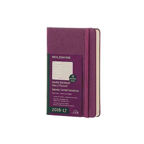 Moleskine Wochen Notizkalender P/A6, Hard Cover, Weinrot 2016/2017, Moleskine