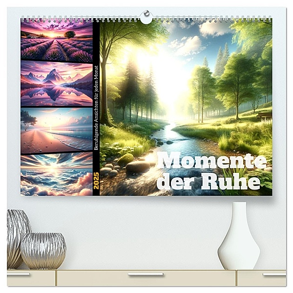 Momente der Ruhe - Beruhigende Ansichten für jeden Monat (hochwertiger Premium Wandkalender 2025 DIN A2 quer), Kunstdruck in Hochglanz, Calvendo, Marco Warstat