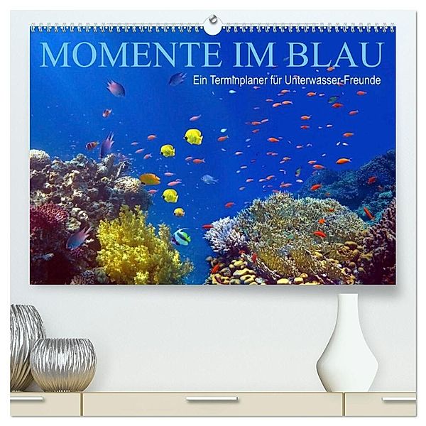 Momente im Blau - Ein Terminplaner für Unterwasser-Freunde (hochwertiger Premium Wandkalender 2024 DIN A2 quer), Kunstdruck in Hochglanz, Tina Melz