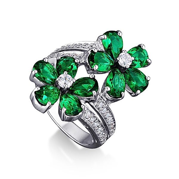 Mona Mon'Amour Ring 925/- Sterling Silber Zirkonia grün Glänzend (Größe: 057 (18,1))