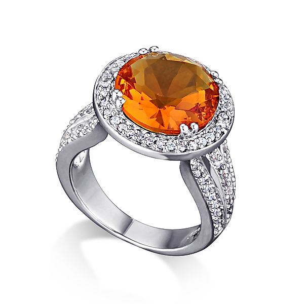 Mona Mon'Amour Ring 925/- Sterling Silber Zirkonia orange Glänzend (Größe: 056 (17,8))