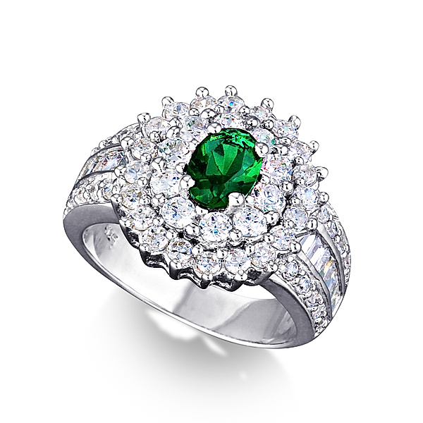 Mona Mon'Amour Ring 925/- Sterling Silber Zirkonia grün Glänzend (Größe: 056 (17,8))