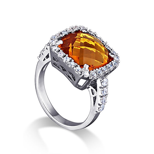 Mona Mon'Amour Ring 925/- Sterling Silber Zirkonia orange Glänzend (Größe: 054 (17,2))