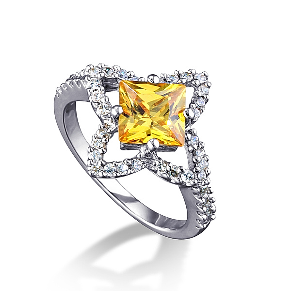 Mona Mon'Amour Ring 925/- Sterling Silber Zirkonia gelb Glänzend (Größe: 054 (17,2))
