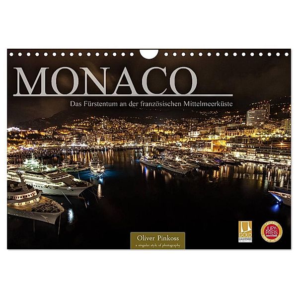 Monaco - Das Fürstentum an der französischen Mittelmeerküste (Wandkalender 2024 DIN A4 quer), CALVENDO Monatskalender, Oliver Pinkoss