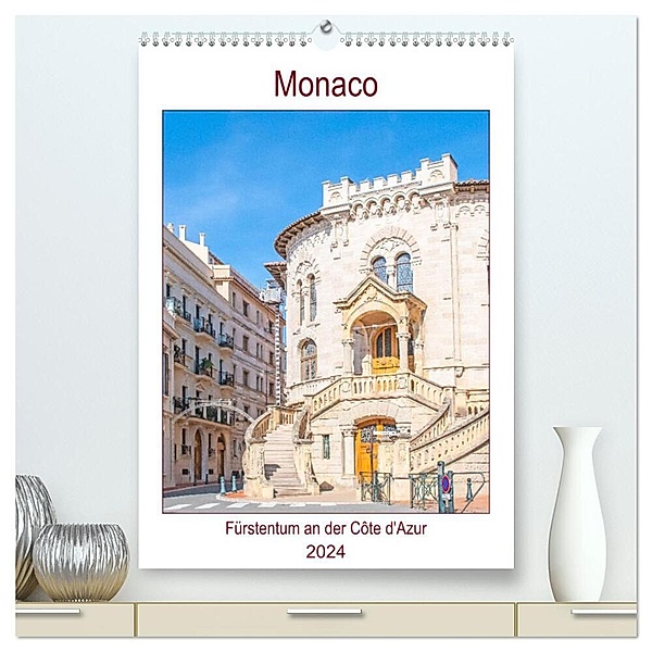 Monaco - Fürstentum an der Côte d'Azur (hochwertiger Premium Wandkalender 2024 DIN A2 hoch), Kunstdruck in Hochglanz, Nina Schwarze