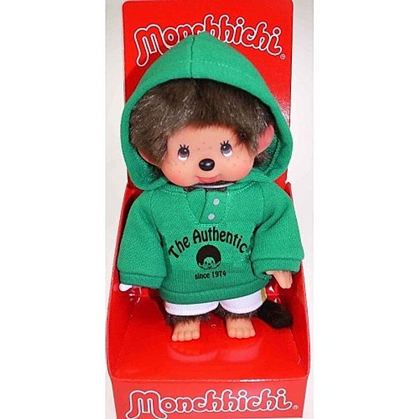 Monchhichi Green Parker Boy, ca. 20cm