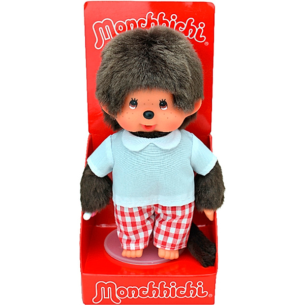 Monchichi Red Checker Boy, ca. 20 cm