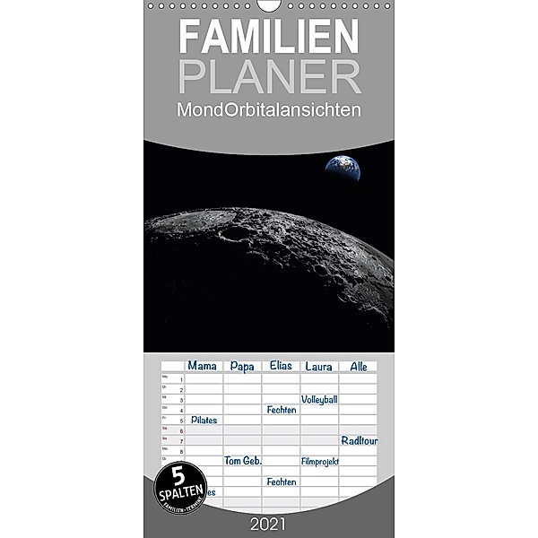 Mond Orbitalansichten - Familienplaner hoch (Wandkalender 2021 , 21 cm x 45 cm, hoch), Linda Schilling und Michael Wlotzka
