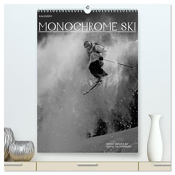 Monochrome Ski (hochwertiger Premium Wandkalender 2024 DIN A2 hoch), Kunstdruck in Hochglanz, Franz Faltermaier