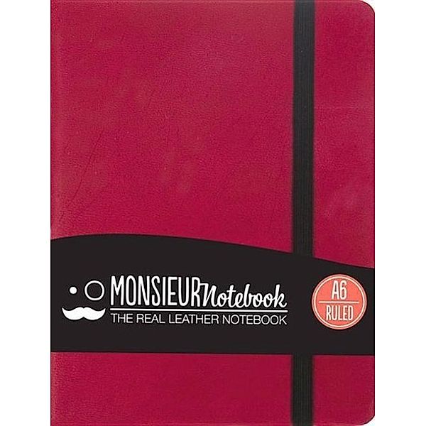 Monsieur Notebook Leather Journal - Pink Ruled Small, Hide Stationery Ltd