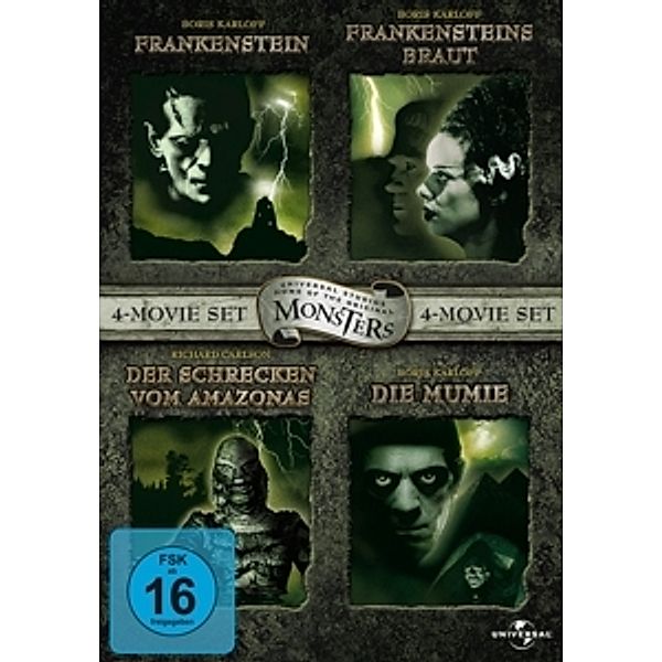 Monster Collection - 4-Movie Set:Frankenstein (1931),Frankensteins Braut (1935),Der Schrecken vom Amazonas (1954),Die Mumie (1932) DVD-Box, Mary Shelley, Peggy Webling, Francis Edward Faragoh, Garrett Fort, Robert Florey, John Russell, William Hurlbut, John L. Balderston