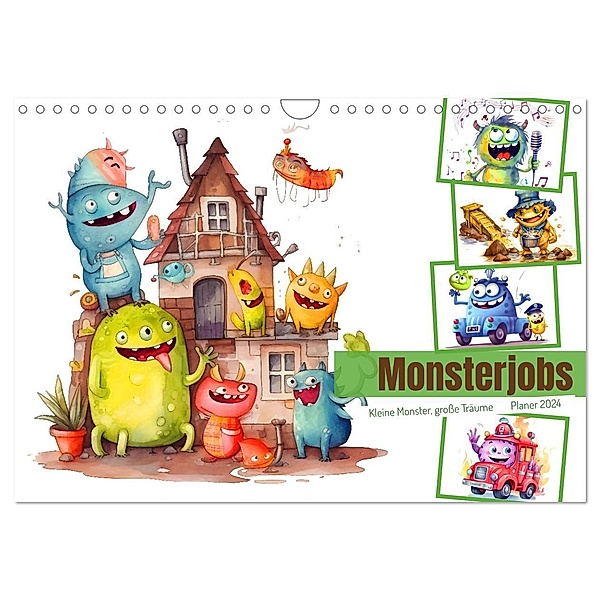 Monsterjobs - Kleine Monster, grosse Träume (Wandkalender 2024 DIN A4 quer), CALVENDO Monatskalender, Anja Frost