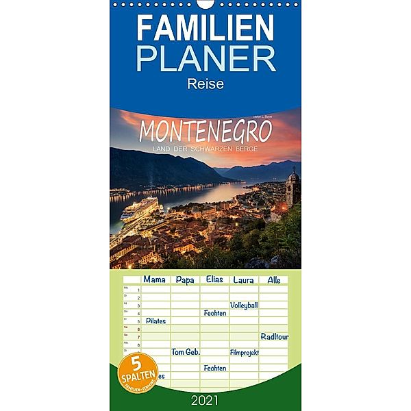 Montenegro - Land der schwarzen Berge - Familienplaner hoch (Wandkalender 2021 , 21 cm x 45 cm, hoch), Stefan L. Beyer
