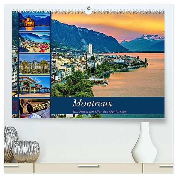 Montreux - ein Juwel am Ufer des Genfersees (hochwertiger Premium Wandkalender 2025 DIN A2 quer), Kunstdruck in Hochglanz, Calvendo, Susan Michel
