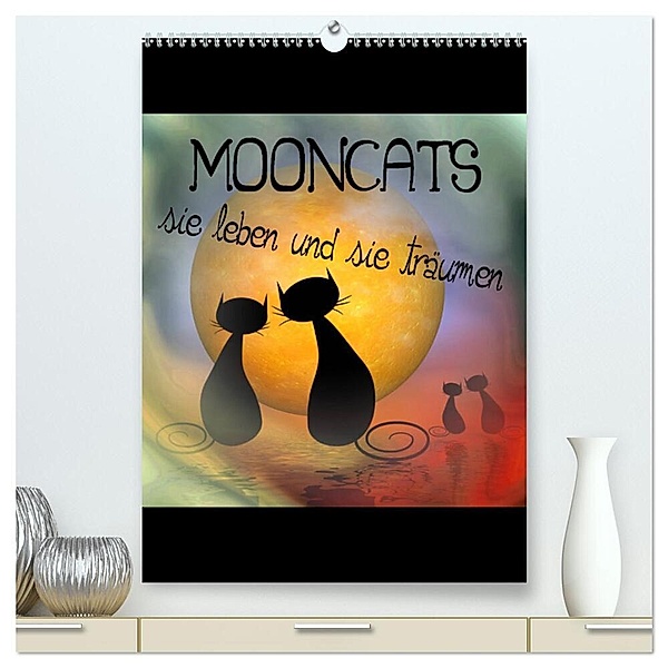 Mooncats - sie leben und sie träumen (hochwertiger Premium Wandkalender 2024 DIN A2 hoch), Kunstdruck in Hochglanz, IssaBild