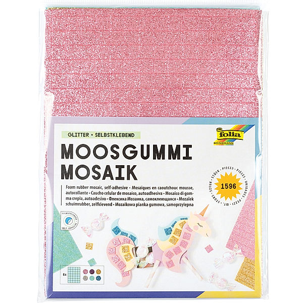 folia Moosgummi Mosaik GLITTER in 6 Farben