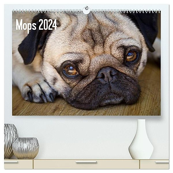 Mops 2024 (hochwertiger Premium Wandkalender 2024 DIN A2 quer), Kunstdruck in Hochglanz, Beate Zoellner