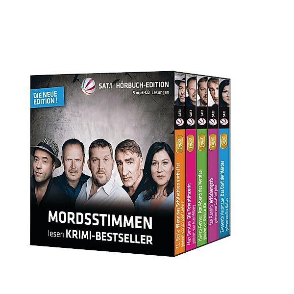 Mordsstimmen lesen Krimi-Bestseller, 5 MP3-CDs (Die neue Edition), Max Bentow, Tom Coraghessan Boyle, Elisabeth Herrmann, Håkan Nesser, Ian Rankin