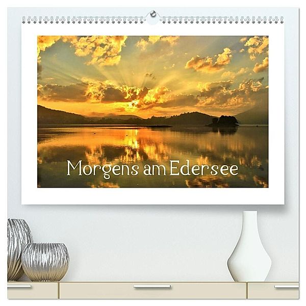 Morgens am Edersee (hochwertiger Premium Wandkalender 2024 DIN A2 quer), Kunstdruck in Hochglanz, Heike Loss