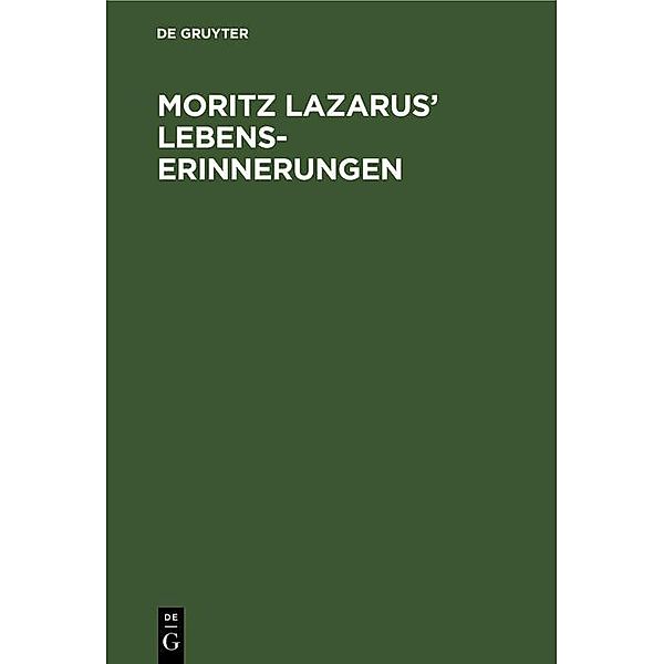 Moritz Lazarus' Lebenserinnerungen