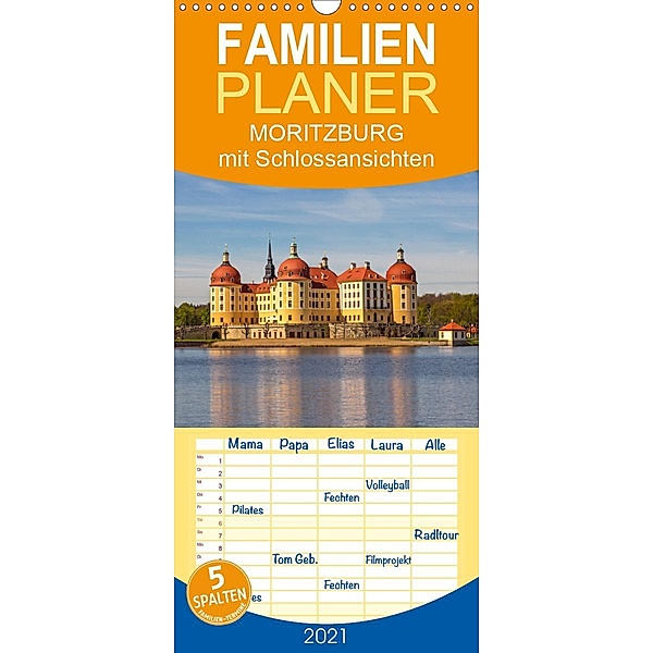 Moritzburg mit Schlossansichten - Familienplaner hoch (Wandkalender 2021 , 21 cm x 45 cm, hoch), Birgit Seifert