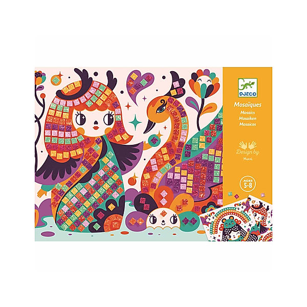 Djeco Mosaik-Bastelset GLITZER KOKESHI 9-teilig in bunt